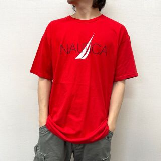 ノーティカ(NAUTICA)のUS古着 ノーティカ NAUTICA Tシャツ 半袖 ロゴ プリント サイズ：メンズ L レッド【中古】(Tシャツ/カットソー(半袖/袖なし))