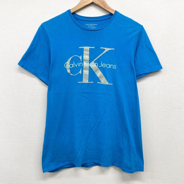 Calvin Klein(カルバンクライン)のUS古着 カルバン クライン ジーンズ Calvin Klein Jeans Tシャツ 半袖 ロゴ プリント サイズ：メンズ S相当 ライトブルー【中古】 メンズのトップス(Tシャツ/カットソー(半袖/袖なし))の商品写真