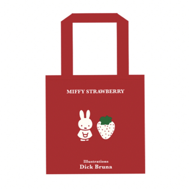 miffy(ミッフィー)の【新品】ミッフィー  コットン トートバッグ ストロベリー レッド エンタメ/ホビーのおもちゃ/ぬいぐるみ(キャラクターグッズ)の商品写真