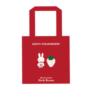 ミッフィー(miffy)の【新品】ミッフィー  コットン トートバッグ ストロベリー レッド(キャラクターグッズ)