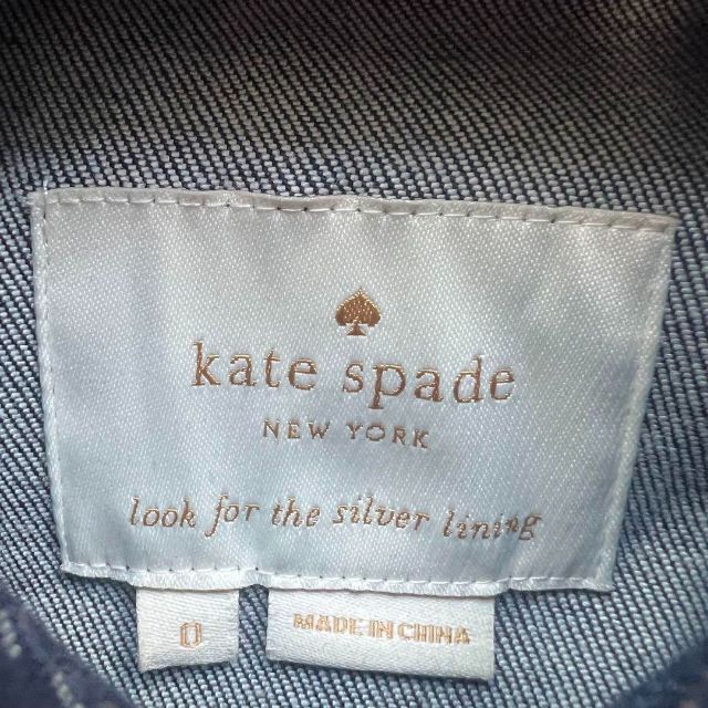 美品】kate spade 刺繍デニムワンピース フレア 0 半袖 襟 人気