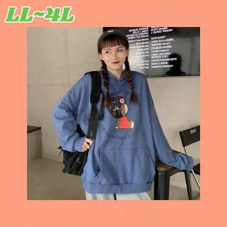 大きいサイズ 秋冬商品 韓国レディース パーカー BL LL-4L(パーカー)