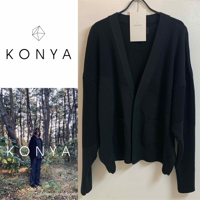 KONYA 2022SS Epaulet knit Cardigan BLACK