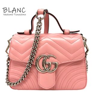 グッチ(Gucci)のグッチ GGマーモント ミニ トップハンドル バッグ レザー ピンク 547260(バッグパック/リュック)