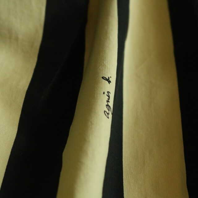 agnes b.(アニエスベー)の【agnès b.】長袖シャツ　ストライプ　ロゴ　黄×黒　L相当　日本製★ メンズのトップス(シャツ)の商品写真
