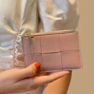 フラグメントケース やわらか 薄型 財布 カードケース 小銭入れ ピンク(名刺入れ/定期入れ)