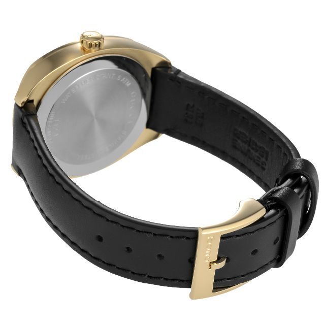 未使用 正規品 グッチ 36mm 腕時計 メンズ ブラック ゴールド カーフ革