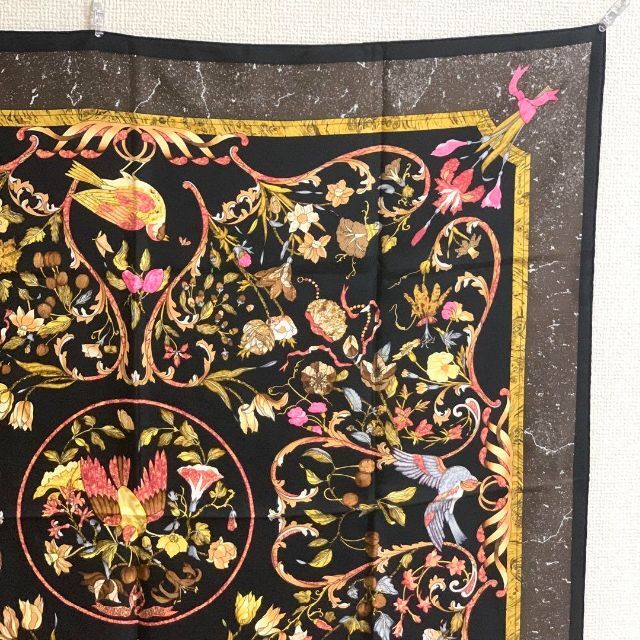 ☆美品☆エルメス カレ90 大判スカーフ 東洋の石✨ブラック✨ #040111