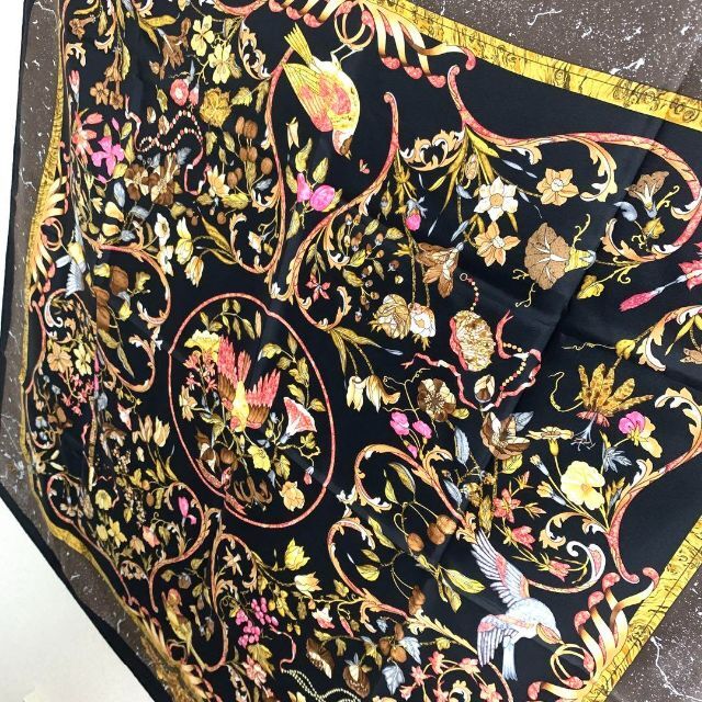 ☆美品☆エルメス カレ90 大判スカーフ 東洋の石✨ブラック✨ #040111