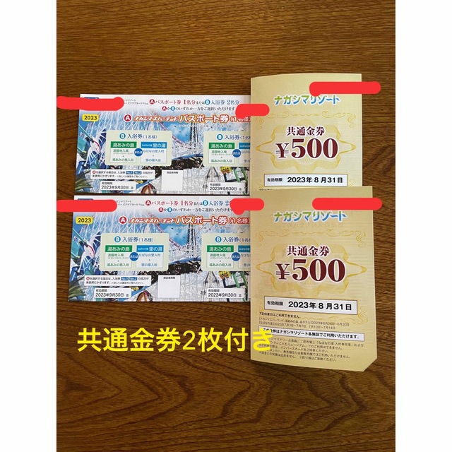 ナガシマスパーランドパスポート券・共通金券付き ショッピング 3800円