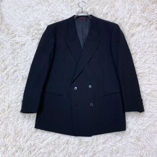 【美品】ダーバン セットアップ ダブル スーツ XL ブラック フォーマル