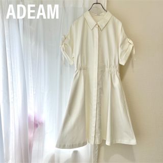 フォクシー(FOXEY)のADEAM アディアム　シャツワンピース　フレア　ギャザー　フォクシー　(ひざ丈ワンピース)