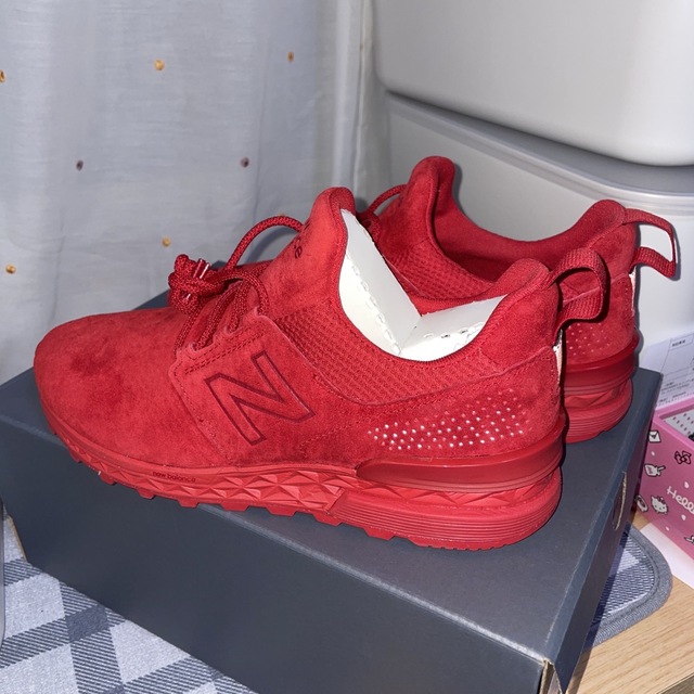 メンズnewbalance MS574DC赤スエード26 ニューバランス