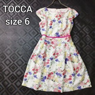 トッカ(TOCCA)のTOCCAトッカ 花柄ひざ丈ワンピース 大きいサイズ6 XL 手洗い可 フラワー(ひざ丈ワンピース)