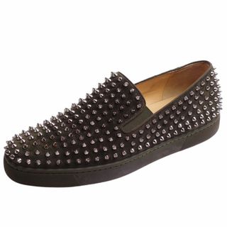 チャーチ(Church's)の美品 クリスチャンルブタン Christian Louboutin スニーカー スリッポン ROLLER BOAT ローラーボート スパイク シューズ メンズ 44.5(29.5cm相当) ブラウン(スニーカー)