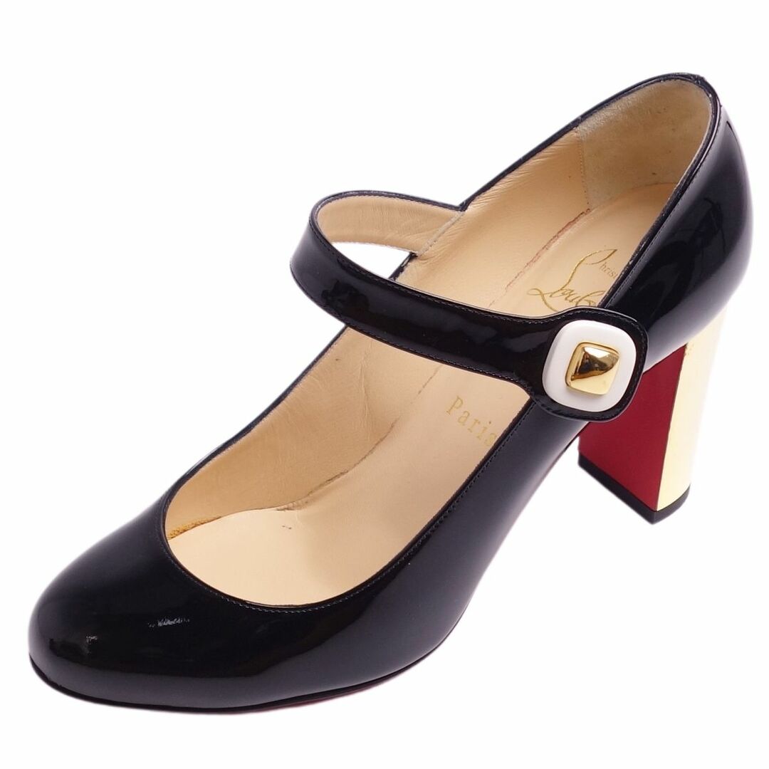 Church美品 クリスチャンルブタン Christian Louboutin パンプス ヒール ストラップ スタッズ パテントレザー シューズ レディース 36.5(23.5cm相当) ブラック/ゴールド