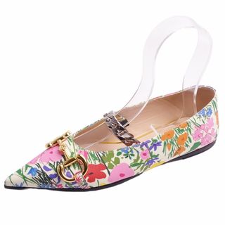 グッチ(Gucci)の極美品 グッチ GUCCI×KENSCOTT パンプス フラットパンプス ホースビット 花柄 カーフレザー シューズ レディース 36(23cm相当) マルチカラー(ハイヒール/パンプス)