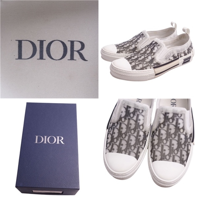 美品 ディオールオム DIOR HOMME スニーカー スリッポン B23 トロッター柄 オブリーク キャンバス シューズ メンズ  43(28cm相当) ホワイト