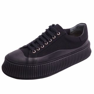 ジミーチュウ(JIMMY CHOO)の極美品 ジルサンダー JIL SANDER スニーカー ローカットスニーカー レースアップ キャンバス ラバー シューズ メンズ 42(27cm相当) ブラック(スニーカー)