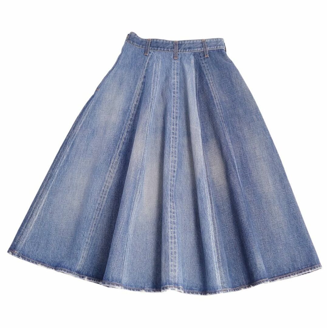 美品 セリーヌ CELINE スカート デニム フリル フレアスカート レディース ボトムス 日本製 26 インディゴブルー