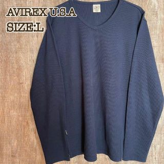 アヴィレックス(AVIREX)のAVIREX U.S.A. アヴィレックス　ワッフルロンT ネイビーL(Tシャツ/カットソー(七分/長袖))