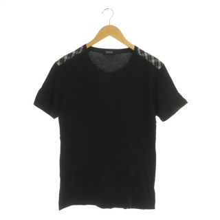 バーバリーブラックレーベル(BURBERRY BLACK LABEL)のバーバリーブラックレーベル Tシャツ 半袖 チェック 切替 コットン 2 黒(Tシャツ/カットソー(半袖/袖なし))