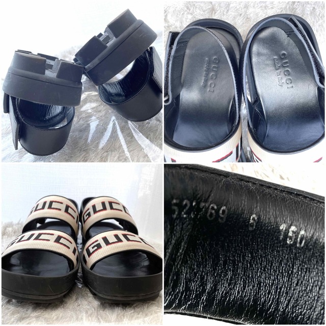 GUCCI グッチ ストライプ ストラップ ロゴ フラット サンダル 極美品