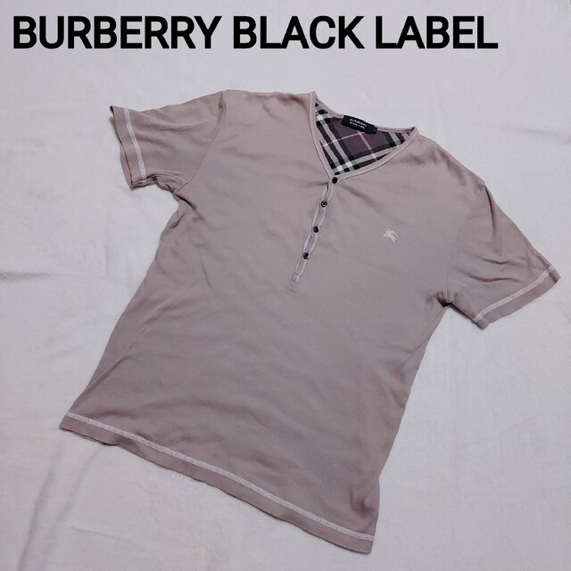 BURBERRY BLACK LABEL(バーバリーブラックレーベル)の美品☆バーバリーブラックレーベル半袖カットソー 2 M メガチェック グレージュ メンズのトップス(Tシャツ/カットソー(半袖/袖なし))の商品写真