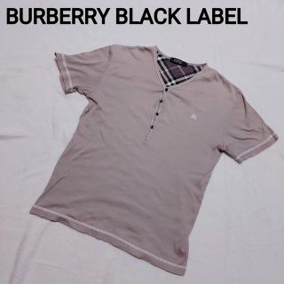 バーバリーブラックレーベル(BURBERRY BLACK LABEL)の美品☆バーバリーブラックレーベル半袖カットソー 2 M メガチェック グレージュ(Tシャツ/カットソー(半袖/袖なし))