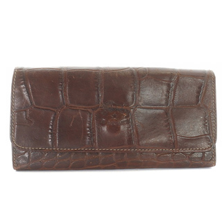 イルビゾンテ(IL BISONTE)のイルビゾンテ 長財布 型押し レザー 三つ折り 茶色(財布)