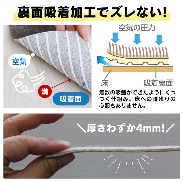 日本製 カットできる 吸着＆撥水ロールマット 60×500cm 薄手4mm 滑り 5