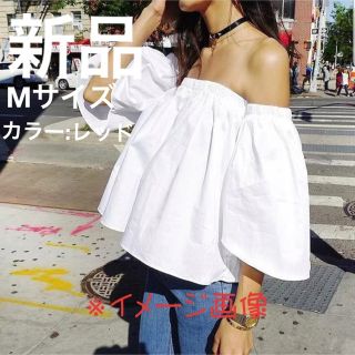 ベルシュカ(Bershka)の【新品・未使用】Bershka オフショルダー レッド(シャツ/ブラウス(長袖/七分))