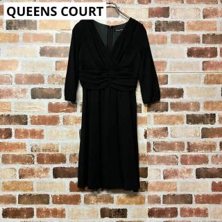 クイーンズコート(QUEENS COURT)の【QUEENS COURT】日本製ウールカシュクールフレアワンピース(ひざ丈ワンピース)