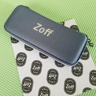 ゾフ(Zoff)のZoff メガネケース 薄型 ブルーグレー ファスナータイプ 眼鏡拭き付き ゾフ(サングラス/メガネ)