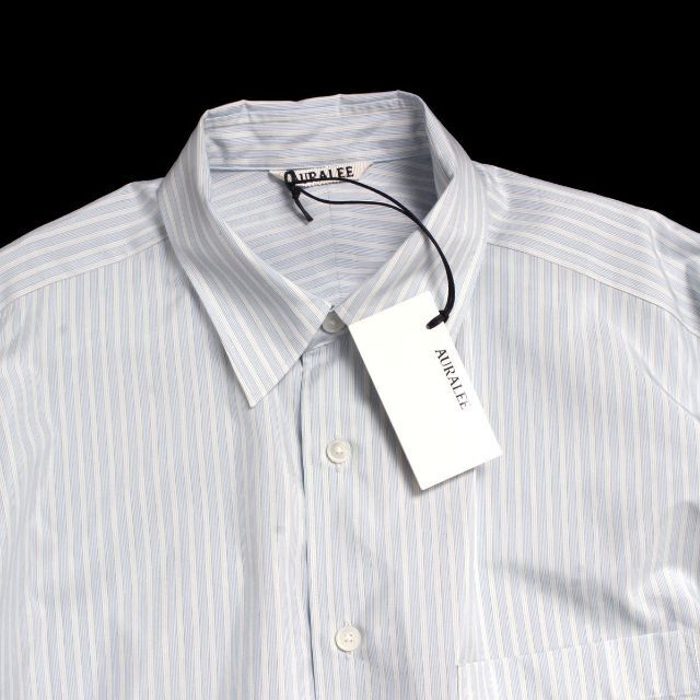 23SS AURALEE FINX POLYESTER STRIPE SHIRT 2