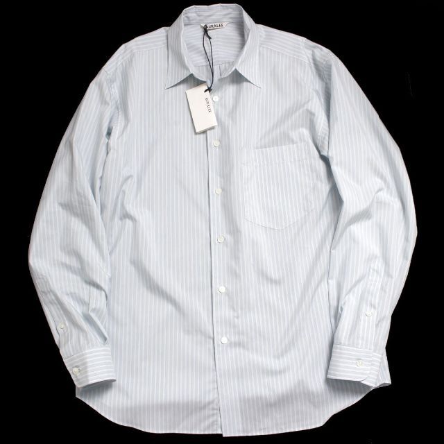 23SS AURALEE FINX POLYESTER STRIPE SHIRT 4