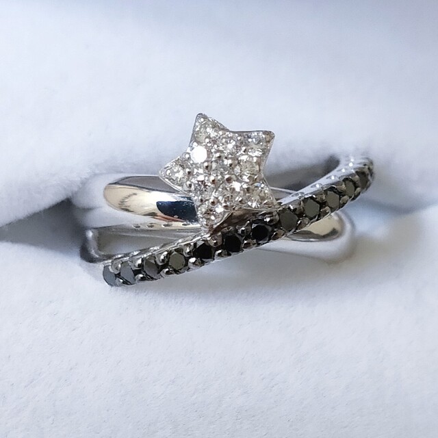 ポンテヴェキオ ブラックダイヤモンド リング K18WG 0.36ct 6.7g