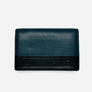 コーチ(COACH)の【中古美品】COACH メンズ 名刺入れ カードケース ブルー(キーケース/名刺入れ)