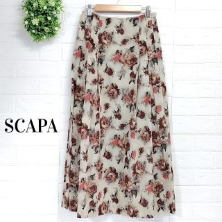 スキャパ(SCAPA)のスキャパ ロングスカート ミモレ プリーツ ウール 花柄 薔薇 春服 秋服(ロングスカート)