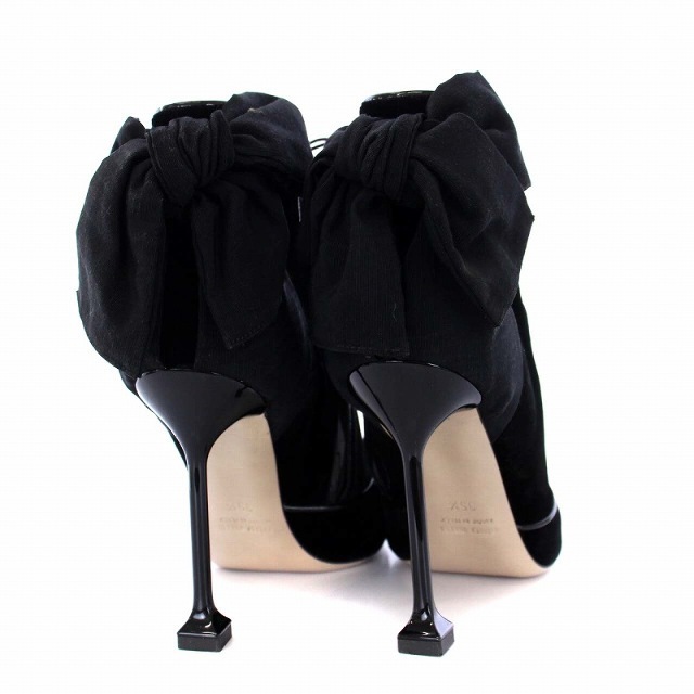 miumiu(ミュウミュウ)のミュウミュウ ベロア ブーティ ショートブーツ ピンヒール リボン 35.5 レディースの靴/シューズ(ブーツ)の商品写真