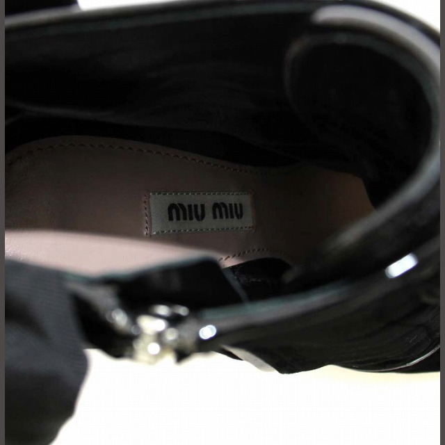 miumiu(ミュウミュウ)のミュウミュウ ベロア ブーティ ショートブーツ ピンヒール リボン 35.5 レディースの靴/シューズ(ブーツ)の商品写真