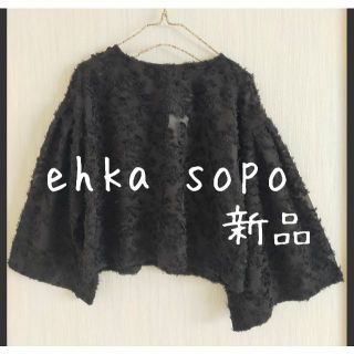 エヘカソポ(ehka sopo)の新品 ehkasopo エヘカソポ 3D刺しゅう シアーブラウス 黒(シャツ/ブラウス(長袖/七分))