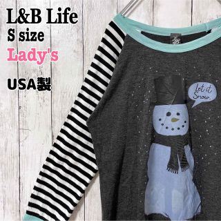 【USA製】L&B Life リンガー ボーダー 切り替え 雪だるま 海外古着(Tシャツ(長袖/七分))