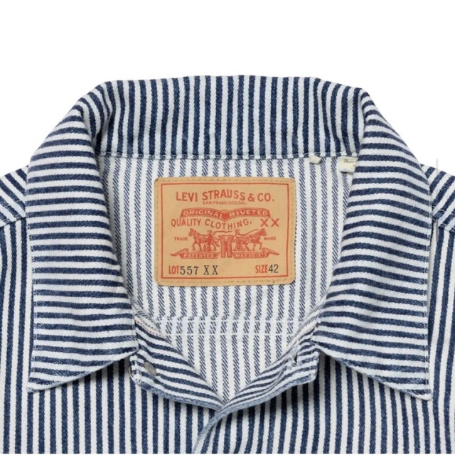 HUMAN MADE(ヒューマンメイド)のLEVI'S NIGO 557XX HICKORY STRIPE TRUCKER メンズのジャケット/アウター(Gジャン/デニムジャケット)の商品写真