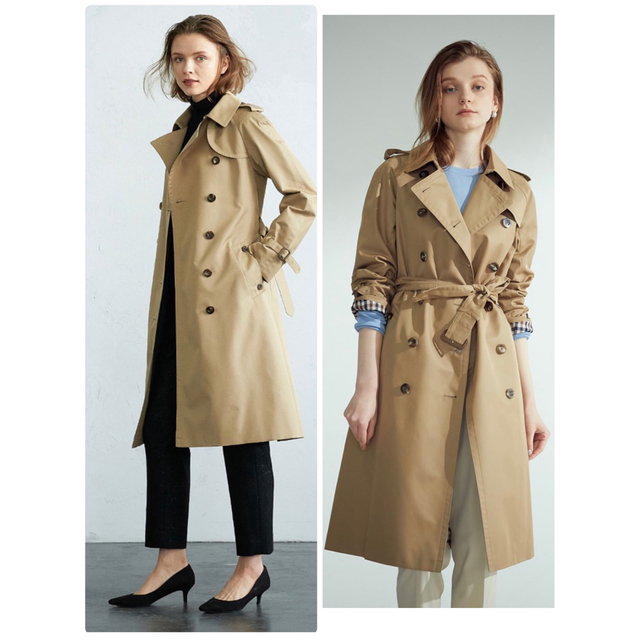 Aquascutum ベーシックトレンチコート ロング ハニーベージュ-