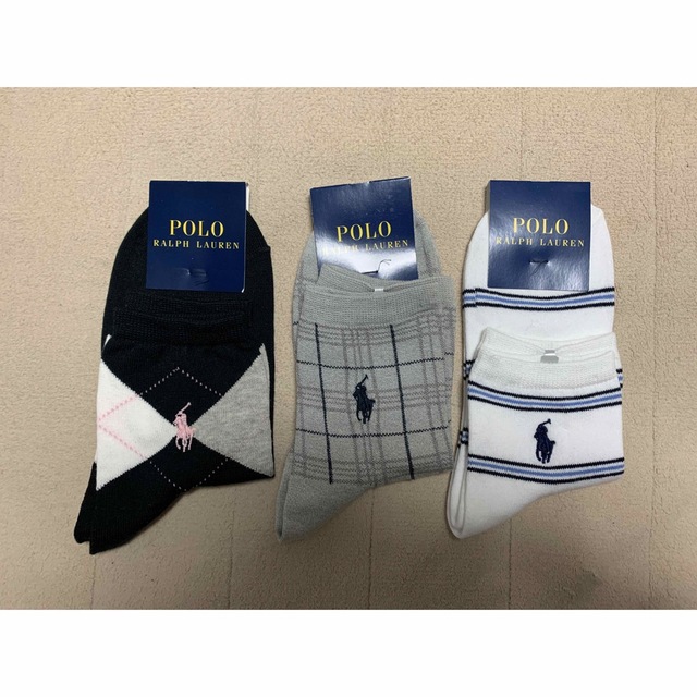 POLO RALPH LAUREN(ポロラルフローレン)の新品☆ポロラルフローレン（ナイガイ）の刺繍入ショートソックス（靴下）３足セットC レディースのレッグウェア(ソックス)の商品写真