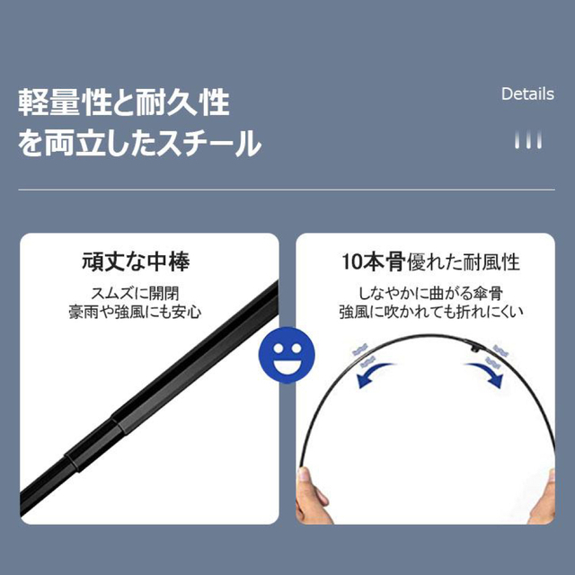 傘 折りたたみ傘 大きい 日傘 雨傘 10本骨 超撥水 軽量 台風 梅雨対策 メンズのファッション小物(傘)の商品写真