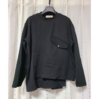 ステュディオス(STUDIOUS)の【美品】クルニ　CULLNI　アシメトリー　プルオーバー　長袖カットソー　黒　2(Tシャツ/カットソー(七分/長袖))