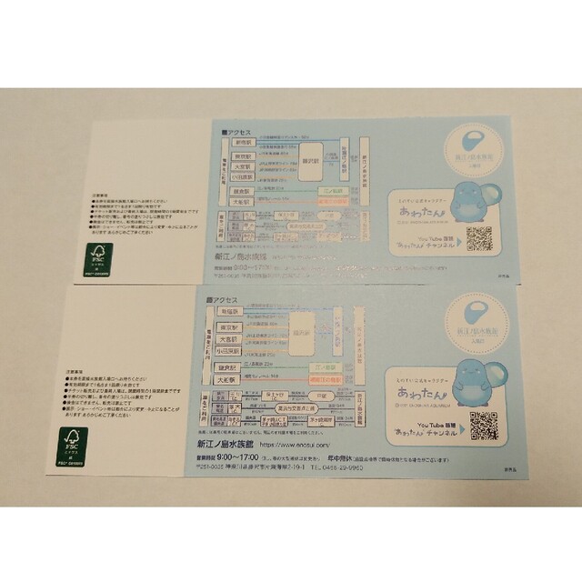 新江ノ島水族館 招待券 2枚セット チケットの施設利用券(水族館)の商品写真