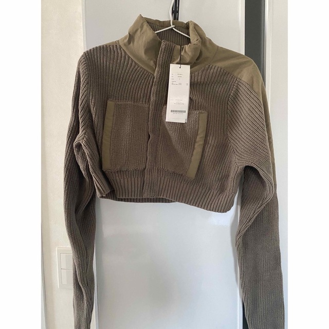 juemi zip-up mock neck knit khaki 完売品